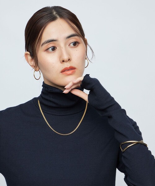 NOLLEY’S(ノーリーズ)の「MY STANDARDウォッシャブルリブタートル(Tシャツ/カットソー・レディース・ブラック/オフホワイト/ネイビー/ライトグレー/チャコールグレー・FREE)」の5枚目の写真