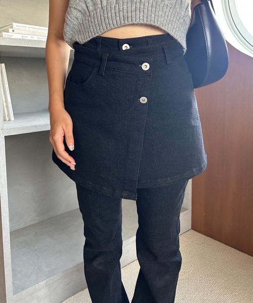 one after another NICE CLAUP(ワンアフターアナザーナイスクラップ)の「スカートセットデニムパンツ/マルチウェイ(デニムパンツ・レディース・ブラック/ネイビー・MEDIUM/SMALL)」の10枚目の写真
