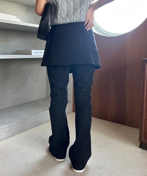 one after another NICE CLAUP(ワンアフターアナザーナイスクラップ)の「スカートセットデニムパンツ/マルチウェイ(デニムパンツ・レディース・ブラック/ネイビー・MEDIUM/SMALL)」の9枚目の写真