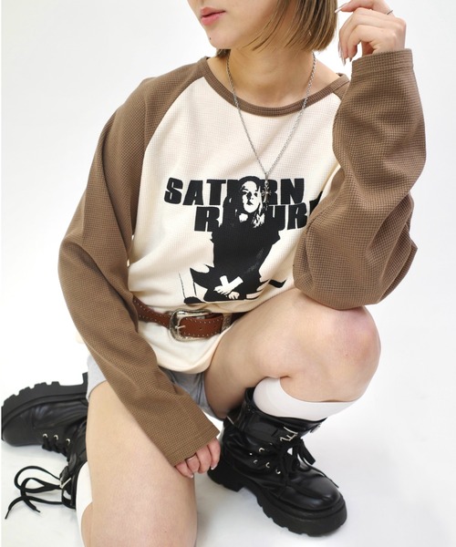 WHO'S WHO gallery（フーズフーギャラリー）の「シャーロットワッフルラグラントップス（Tシャツ/カットソー・レディース・チャコールグレー/ブラウン/ブラウン系その他/ネイビー/チャコール/トップグレー/グレー系その他/ブルー系その他/グレー系その他2/ブラウン系その他2/ブルー系その他2/グレー系その他3・FREE/SMALL）」の8枚目の写真