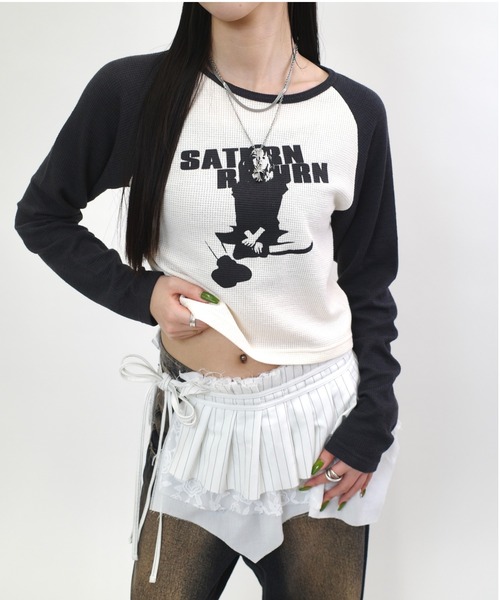 WHO'S WHO gallery（フーズフーギャラリー）の「シャーロットワッフルラグラントップス（Tシャツ/カットソー・レディース・チャコールグレー/ブラウン/ブラウン系その他/ネイビー/チャコール/トップグレー/グレー系その他/ブルー系その他/グレー系その他2/ブラウン系その他2/ブルー系その他2/グレー系その他3・FREE/SMALL）」の6枚目の写真