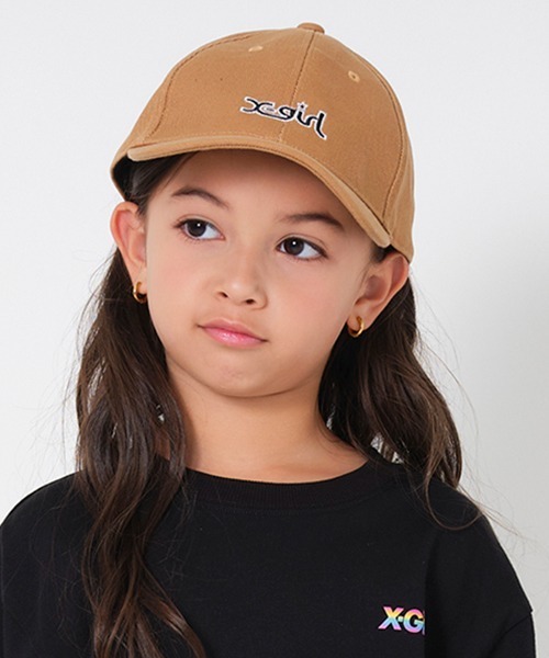 X-girl Stages（エックスガールステージス）の「ミルズロゴキャップ（キャップ・キッズ・ベージュ/ラベンダー/ブラック・S(48-52cm)/M(52-56cm)）」の3枚目の写真