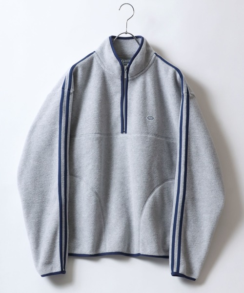 DISCUS（ディスカス）の「DISCUS/ディスカス オーバーサイズ フリーススウェット ワンポイントロゴ刺繍 ハーフジップ スナップボタン アノラック トップス レディース メンズ（スウェット・レディース・ベージュ系その他/レッド/オートミール/ブルー/オフホワイト/グレイッシュブルー/ブラック/ブラック系その他・XL/M/L）」の5枚目の写真