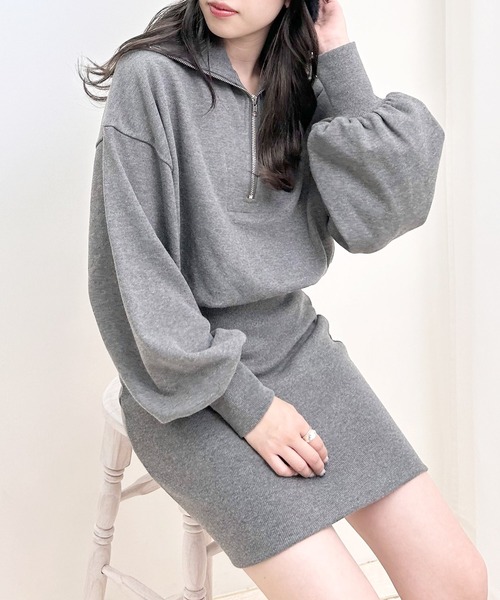 INGNI(イング)の「ハーフZIPチュニックワンピース(ワンピース・レディース・ブラック/グレー/アイボリー/チャコールグレー・M)」の10枚目の写真