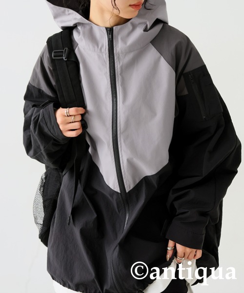 セール】撥水配色ジップフーディー（パーカー）｜antiqua（アンティカ