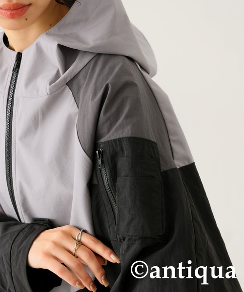 antiqua（アンティカ）の「撥水配色ジップフーディー（パーカー・レディース・カーキ/ブラック・FREE）」の19枚目の写真