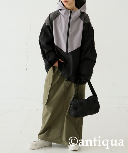 antiqua（アンティカ）の「撥水配色ジップフーディー（パーカー・レディース・カーキ/ブラック・FREE）」の20枚目の写真