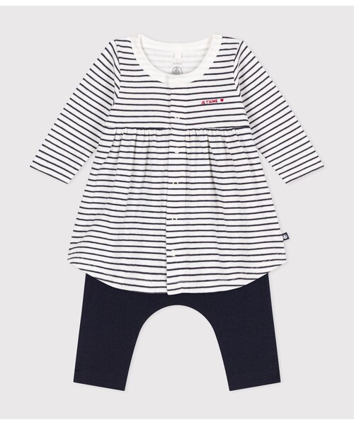 PETIT BATEAU(プチバトー)の「チュビックワンピース(ワンピース・キッズ・ホワイト×ネイビー・12MONTH/6MONTH/18MONTH)」の2枚目の写真