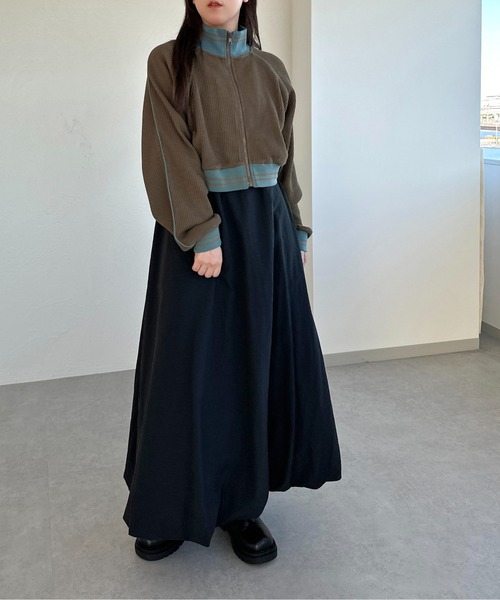 apres jour mignon(アプレジュールミニョン)の「ワッフルトラックジャケット【ZOZOTOWN限定アイテム】(ジャージ・レディース・アイボリー/ブラウン系その他/ネイビー・X-LARGE/フリー)」の14枚目の写真