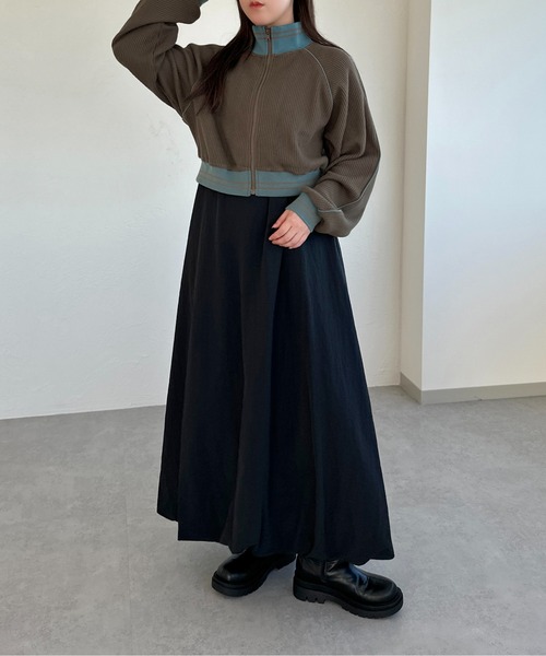 apres jour mignon(アプレジュールミニョン)の「ワッフルトラックジャケット【ZOZOTOWN限定アイテム】(ジャージ・レディース・アイボリー/ブラウン系その他/ネイビー・X-LARGE/フリー)」の15枚目の写真