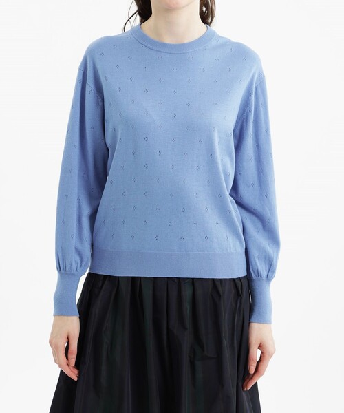 MACKINTOSH PHILOSOPHY（ﾏｯｷﾝﾄｯｼｭ ﾌｨﾛｿﾌｨｰ）の「ボリュームスリーブニットプルオーバー（ニット/セーター・レディース・ブルー/ホワイト系その他/ブラウン・38）」の7枚目の写真