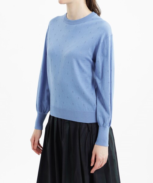 MACKINTOSH PHILOSOPHY（ﾏｯｷﾝﾄｯｼｭ ﾌｨﾛｿﾌｨｰ）の「ボリュームスリーブニットプルオーバー（ニット/セーター・レディース・ブルー/ホワイト系その他/ブラウン・38）」の8枚目の写真