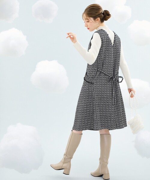 couture brooch（クチュールブローチ）の「◆【吸湿発熱／サステナブル機能糸使用】フェイクパールリブニット（ニット/セーター・レディース・オフホワイト/ピンク系/ブラック/レッド系1/ライトグレー/ピンク・42/38/36）」の11枚目の写真