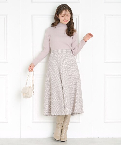 couture brooch（クチュールブローチ）の「◆【吸湿発熱／サステナブル機能糸使用】フェイクパールリブニット（ニット/セーター・レディース・オフホワイト/ピンク系/ブラック/レッド系1/ライトグレー/ピンク・42/38/36）」の16枚目の写真