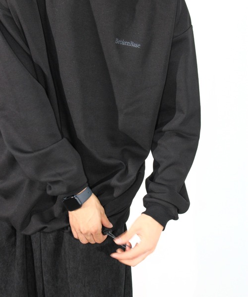 BROKEN BASE(ブロークンベース)の「オーバーサイズ裾ドローコードロンT(Tシャツ/カットソー・メンズ・ネイビー/ブラック/グリーン/ブラウン・MEDIUM/LARGE)」の12枚目の写真