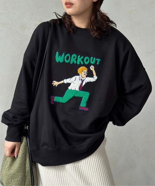 CPCM（シーピーシーエム）の「ワークアウトおじさん刺繍スウェット（スウェット・レディース・キナリ/オフホワイト/ブラック・FREE）」の3枚目の写真