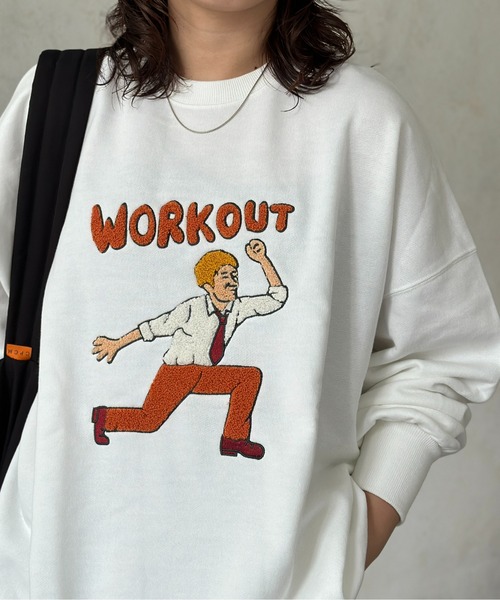 CPCM（シーピーシーエム）の「ワークアウトおじさん刺繍スウェット（スウェット・レディース・キナリ/オフホワイト/ブラック・FREE）」の4枚目の写真