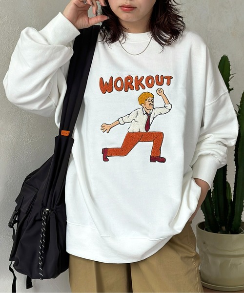 CPCM（シーピーシーエム）の「ワークアウトおじさん刺繍スウェット（スウェット・レディース・キナリ/オフホワイト/ブラック・FREE）」の5枚目の写真