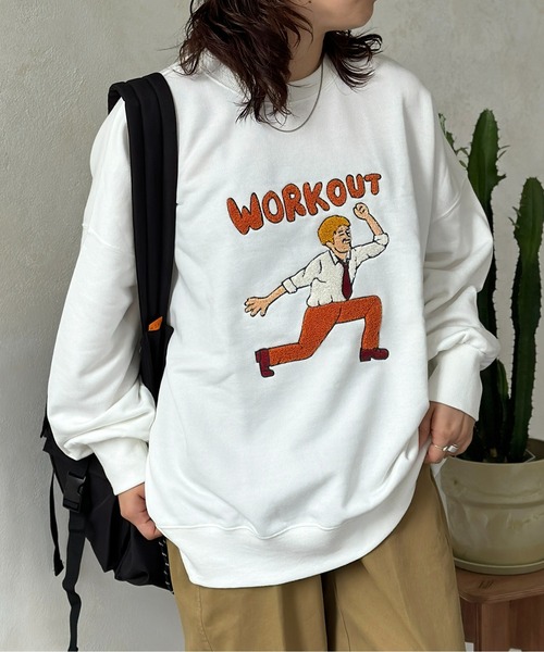 CPCM（シーピーシーエム）の「ワークアウトおじさん刺繍スウェット（スウェット・レディース・キナリ/オフホワイト/ブラック・FREE）」の10枚目の写真