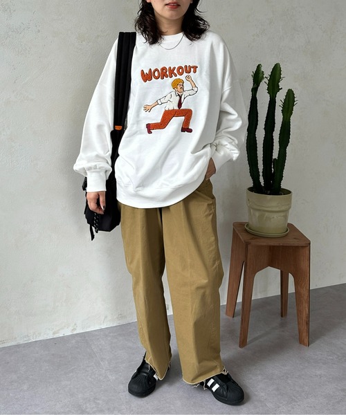 CPCM（シーピーシーエム）の「ワークアウトおじさん刺繍スウェット（スウェット・レディース・キナリ/オフホワイト/ブラック・FREE）」の11枚目の写真