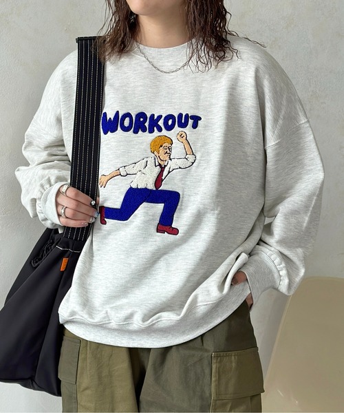 CPCM（シーピーシーエム）の「ワークアウトおじさん刺繍スウェット（スウェット・レディース・キナリ/オフホワイト/ブラック・FREE）」の16枚目の写真