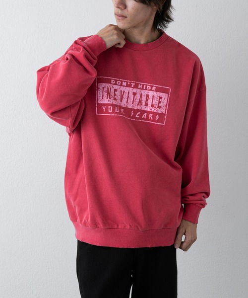 COLONY 2139（コロニートゥーワンスリーナイン）の「ピグメントダメージ裏毛クルー（BOX）（スウェット・メンズ・レッド/アイボリー/ブラック・LARGE/MEDIUM）」の18枚目の写真