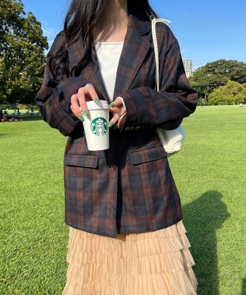 nemne store（ネンネストア）の「【低身長サイズあり/set up可能】テーラードジャケット（テーラードジャケット・レディース・ネイビー/ブラウン・SMALL/MEDIUM）」の9枚目の写真