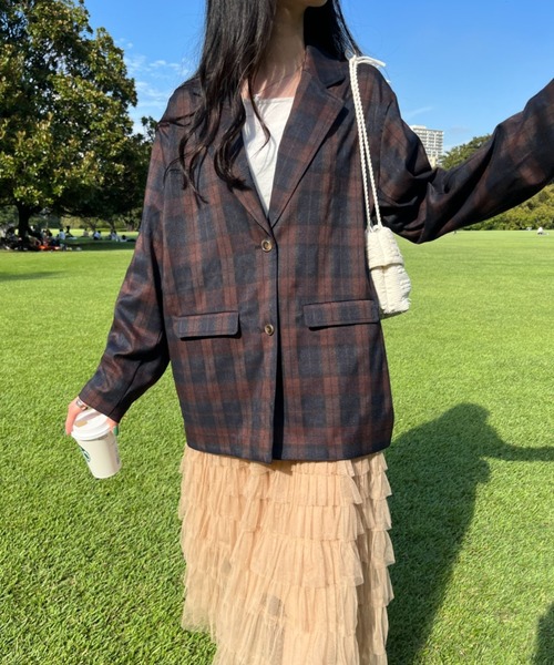 nemne store（ネンネストア）の「【低身長サイズあり/set up可能】テーラードジャケット（テーラードジャケット・レディース・ネイビー/ブラウン・SMALL/MEDIUM）」の10枚目の写真