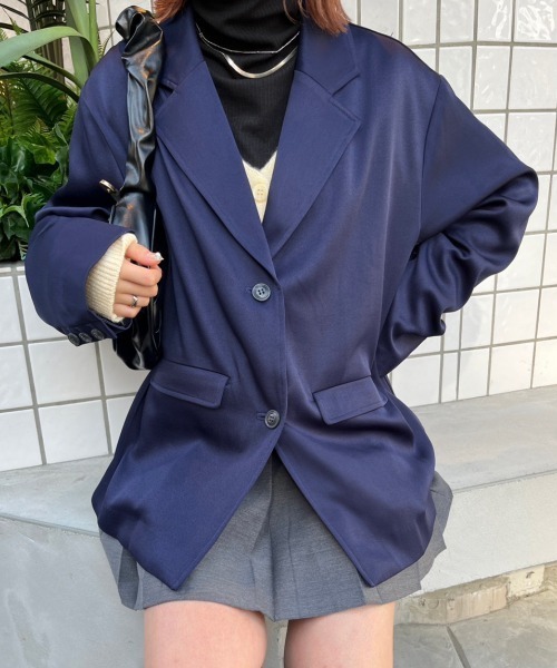 nemne store（ネンネストア）の「【低身長サイズあり/set up可能】テーラードジャケット（テーラードジャケット・レディース・ネイビー/ブラウン・SMALL/MEDIUM）」の12枚目の写真