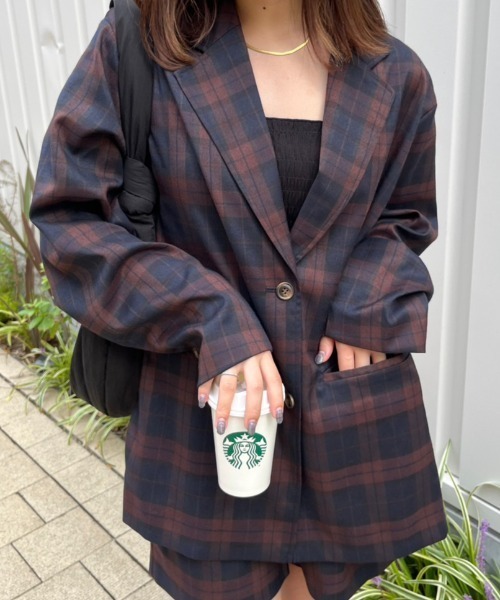 nemne store（ネンネストア）の「【低身長サイズあり/set up可能】テーラードジャケット（テーラードジャケット・レディース・ネイビー/ブラウン・SMALL/MEDIUM）」の3枚目の写真