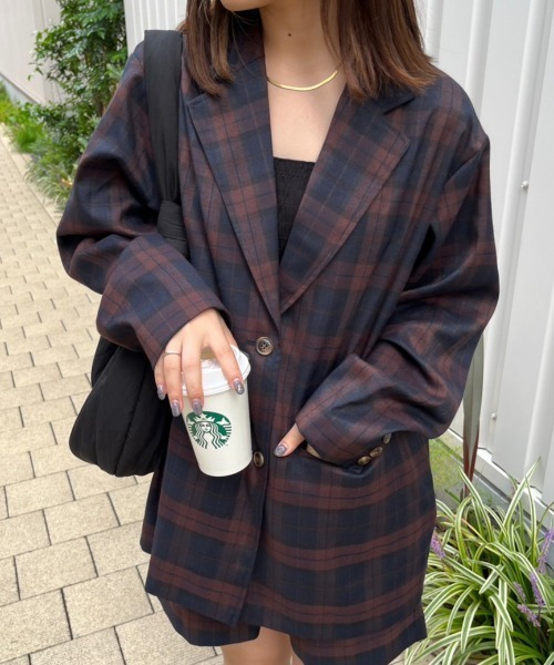 nemne store（ネンネストア）の「【低身長サイズあり/set up可能】テーラードジャケット（テーラードジャケット・レディース・ネイビー/ブラウン・SMALL/MEDIUM）」の5枚目の写真