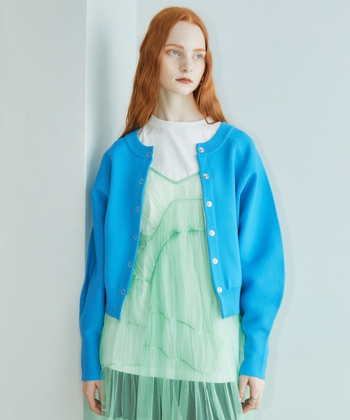 ELLEgirl（エルガール）の「ドルマンスウェットライクニットカーディガン【ELLEgirl/エル ガール】（カーディガン/ボレロ・レディース・チャコールグレー/ターコイズブルー/ブラック/ライトベージュ・FREE）」の20枚目の写真