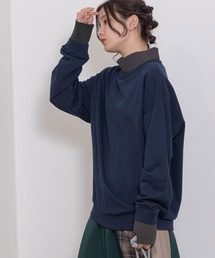 ハイネックニット裏毛プルオーバー