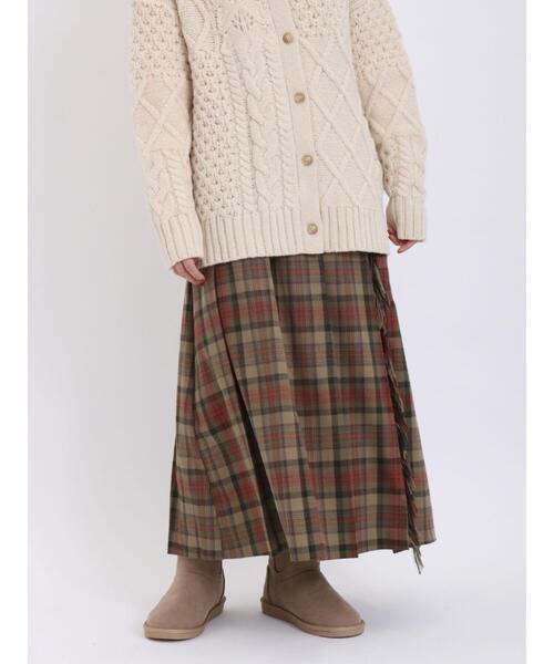 Samansa Mos2(サマンサ モスモス)の「【帯電防止】フリンジプリーツスカート(スカート・レディース・パープル/チャコールグレー/レッド/グリーン・F)」の4枚目の写真