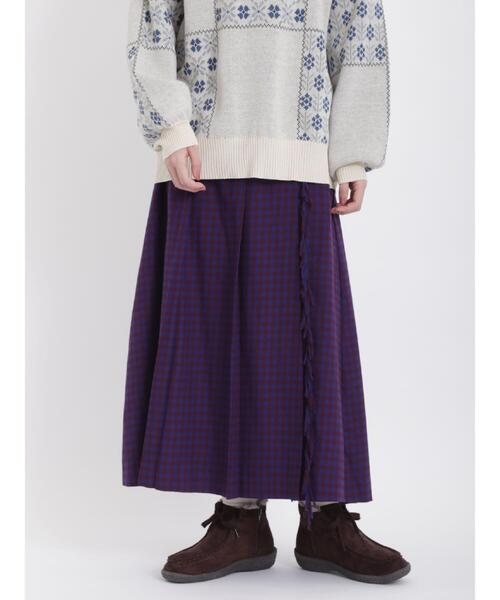 Samansa Mos2(サマンサ モスモス)の「【帯電防止】フリンジプリーツスカート(スカート・レディース・パープル/チャコールグレー/レッド/グリーン・F)」の5枚目の写真