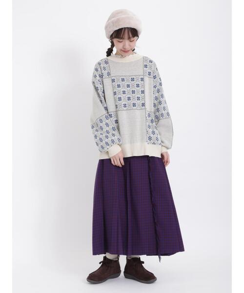 Samansa Mos2(サマンサ モスモス)の「【帯電防止】フリンジプリーツスカート(スカート・レディース・パープル/チャコールグレー/レッド/グリーン・F)」の20枚目の写真