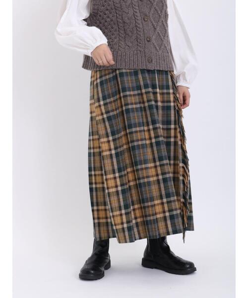 Samansa Mos2(サマンサ モスモス)の「【帯電防止】フリンジプリーツスカート(スカート・レディース・パープル/チャコールグレー/レッド/グリーン・F)」の19枚目の写真