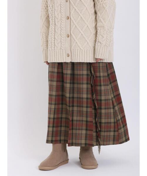 Samansa Mos2(サマンサ モスモス)の「【帯電防止】フリンジプリーツスカート(スカート・レディース・パープル/チャコールグレー/レッド/グリーン・F)」の12枚目の写真