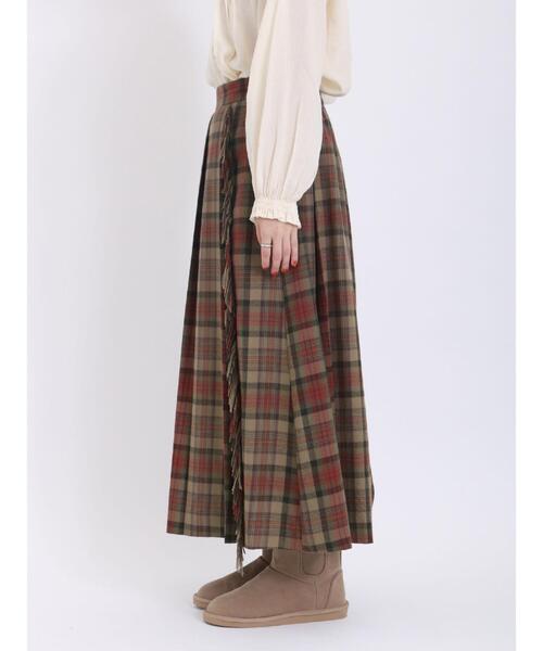 Samansa Mos2(サマンサ モスモス)の「【帯電防止】フリンジプリーツスカート(スカート・レディース・パープル/チャコールグレー/レッド/グリーン・F)」の9枚目の写真