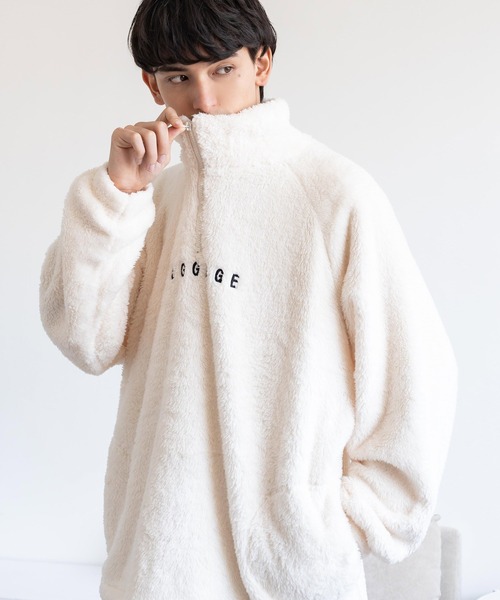 Rocky Monroe（ロッキーモンロー）の「オーバーサイズ ハーフジップダブルフェイスボアフリーストレーナー（スウェット・メンズ・グレー/グリーン/アイボリー/ブラック・M/L）」の2枚目の写真