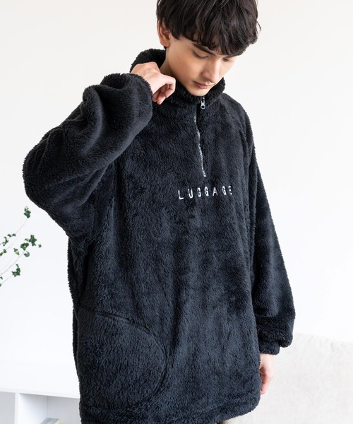 Rocky Monroe（ロッキーモンロー）の「オーバーサイズ ハーフジップダブルフェイスボアフリーストレーナー（スウェット・メンズ・グレー/グリーン/アイボリー/ブラック・M/L）」の3枚目の写真