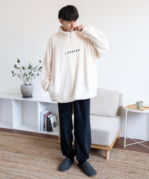 Rocky Monroe（ロッキーモンロー）の「オーバーサイズ ハーフジップダブルフェイスボアフリーストレーナー（スウェット・メンズ・グレー/グリーン/アイボリー/ブラック・M/L）」の6枚目の写真