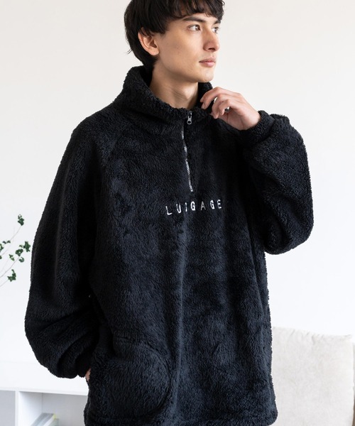 Rocky Monroe（ロッキーモンロー）の「オーバーサイズ ハーフジップダブルフェイスボアフリーストレーナー（スウェット・メンズ・グレー/グリーン/アイボリー/ブラック・M/L）」の9枚目の写真