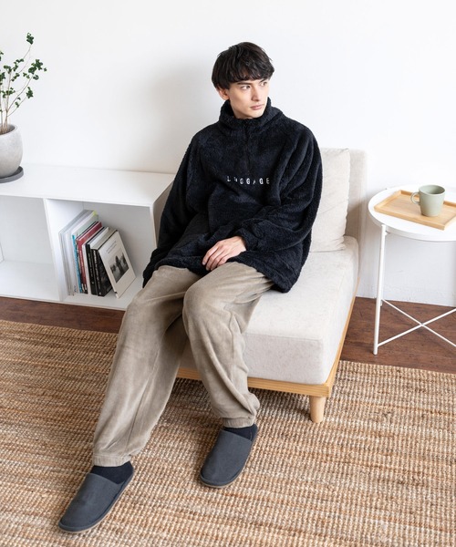 Rocky Monroe（ロッキーモンロー）の「オーバーサイズ ハーフジップダブルフェイスボアフリーストレーナー（スウェット・メンズ・グレー/グリーン/アイボリー/ブラック・M/L）」の11枚目の写真