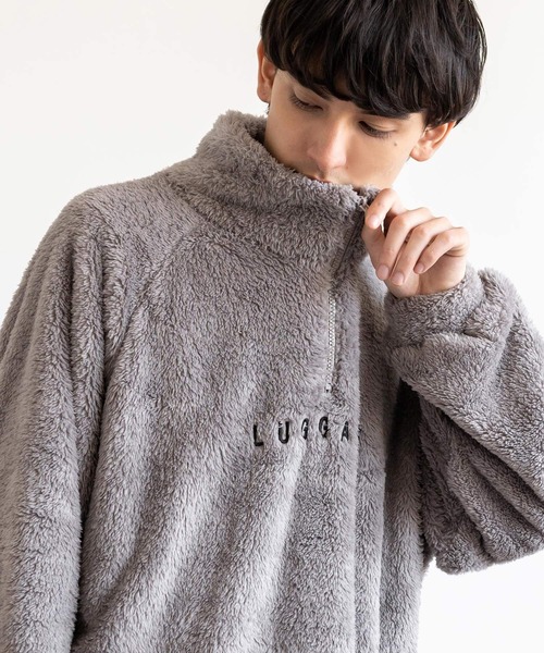 Rocky Monroe（ロッキーモンロー）の「オーバーサイズ ハーフジップダブルフェイスボアフリーストレーナー（スウェット・メンズ・グレー/グリーン/アイボリー/ブラック・M/L）」の16枚目の写真