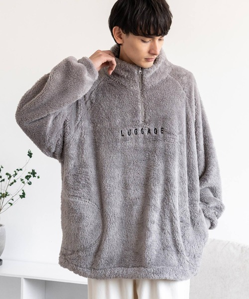 Rocky Monroe（ロッキーモンロー）の「オーバーサイズ ハーフジップダブルフェイスボアフリーストレーナー（スウェット・メンズ・グレー/グリーン/アイボリー/ブラック・M/L）」の13枚目の写真