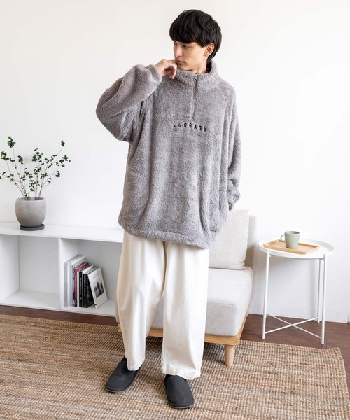 Rocky Monroe（ロッキーモンロー）の「オーバーサイズ ハーフジップダブルフェイスボアフリーストレーナー（スウェット・メンズ・グレー/グリーン/アイボリー/ブラック・M/L）」の14枚目の写真