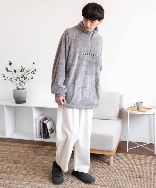 Rocky Monroe（ロッキーモンロー）の「オーバーサイズ ハーフジップダブルフェイスボアフリーストレーナー（スウェット・メンズ・グレー/グリーン/アイボリー/ブラック・M/L）」の15枚目の写真