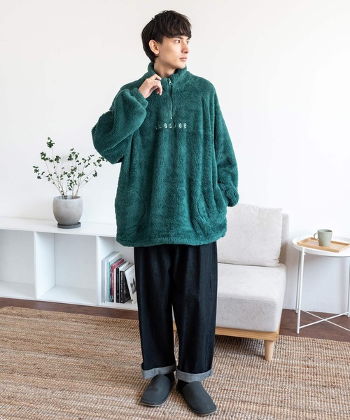 Rocky Monroe（ロッキーモンロー）の「オーバーサイズ ハーフジップダブルフェイスボアフリーストレーナー（スウェット・メンズ・グレー/グリーン/アイボリー/ブラック・M/L）」の20枚目の写真