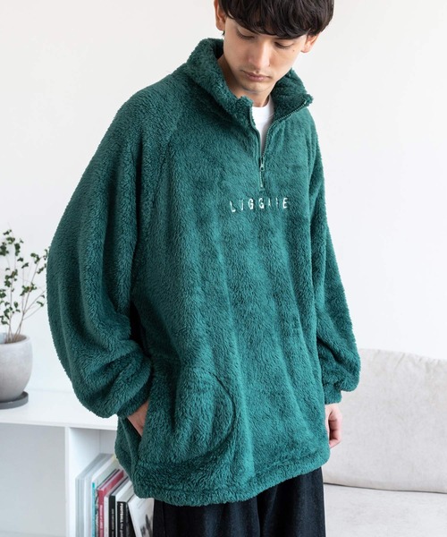 Rocky Monroe（ロッキーモンロー）の「オーバーサイズ ハーフジップダブルフェイスボアフリーストレーナー（スウェット・メンズ・グレー/グリーン/アイボリー/ブラック・M/L）」の17枚目の写真